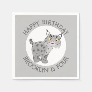 Serviette En Papier Belle lynx lynx dessin animé anniversaire personna