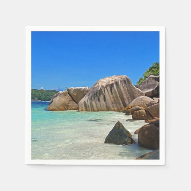 Serviette En Papier Belle Mer Tropicale avec Côte Rocheuse Couverte (Devant)