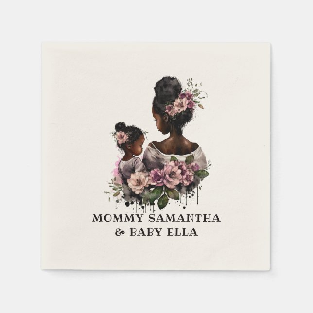 Serviette En Papier Belle mère et fille noire (7) (Devant)
