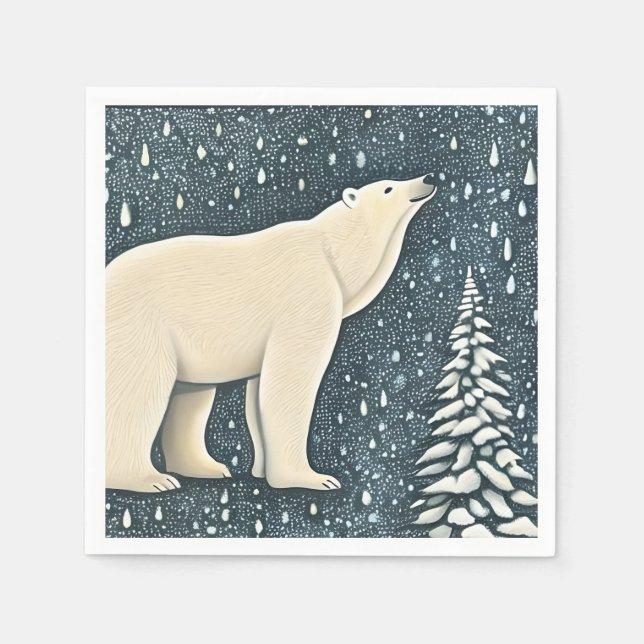 Serviette En Papier Belle Ours Polaire Artique (Devant)