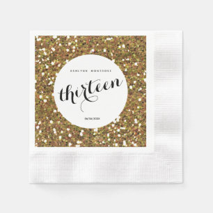 Serviette En Papier Belle Parties scintillant d'or 13e anniversaire