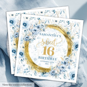 Serviette En Papier Belle Pastel Blue Sweet 16 Parties scintillant d'o