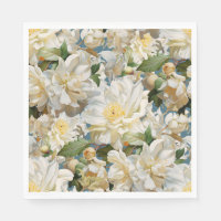 Belle pivoine blanche et motif magnolia