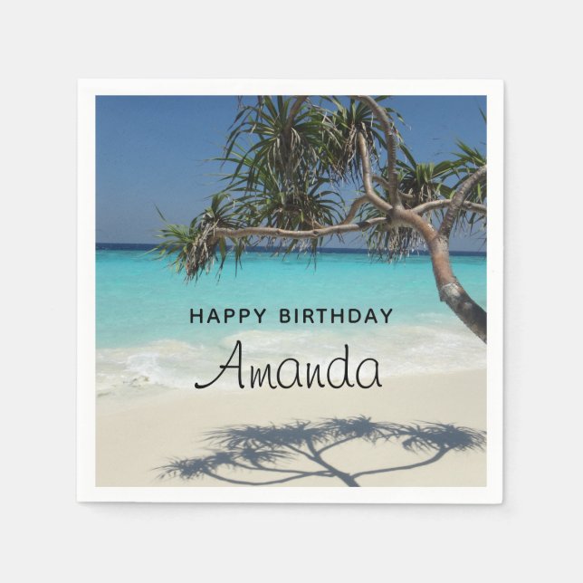Serviette En Papier Belle Plage Tropicale Ocean Paradise Anniversaire (Devant)