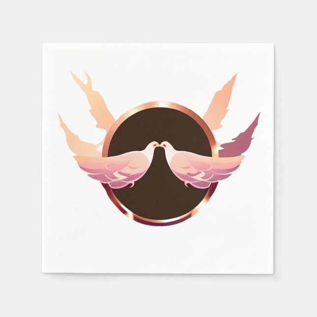 Serviette En Papier Belle Rose Gold Love Doves (Devant)