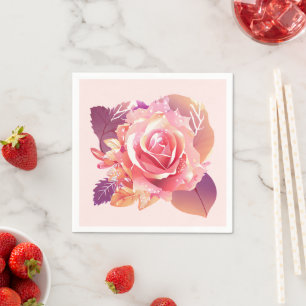 Serviette En Papier Belle rose rose simple