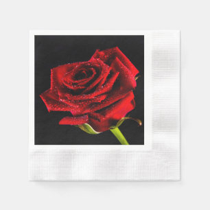 Serviette En Papier Belle rose rouge