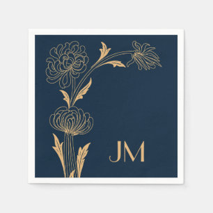 Serviette En Papier Belles fleurs Art Déco en or