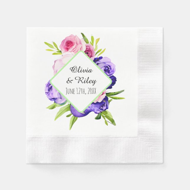 Serviette En Papier Belles fleurs d'aquarelle Pastel (Devant)
