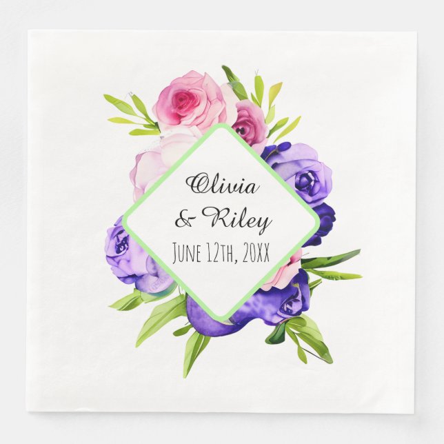 Serviette En Papier Belles fleurs d'aquarelle Pastel (Devant)