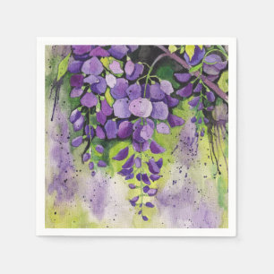 Serviette En Papier Belles Fleurs De Wisteria En Aquarelle