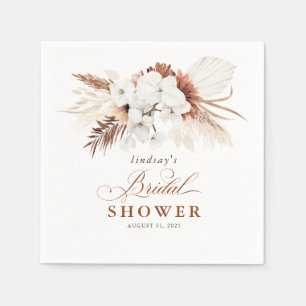 Serviette En Papier Belles Fleurs en Terracotta Blanche Mariage