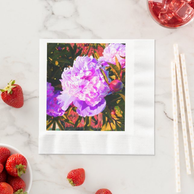 Serviette En Papier Belles pivoines roses (En situation)