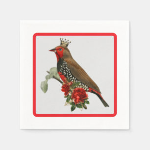 Serviette En Papier Belles serviettes de fête des oiseaux de Noël