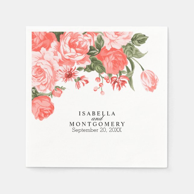 Serviette En Papier Belles serviettes de fleurs de corail (Devant)