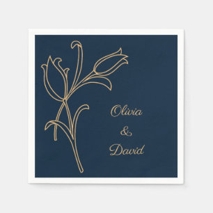 Serviette En Papier Belles tulipes Art Déco en or