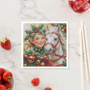Serviette En Papier Bells Holly et Horse Christmas Elf