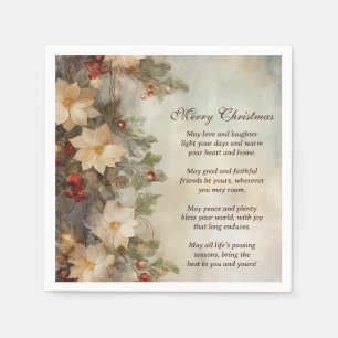Serviette En Papier Bénédiction irlandaise de Noël Jolies fleurs d'h