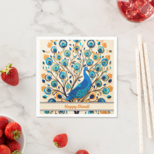 Serviette En Papier 🦚 Bénédiction radiante de Peacock Diwali