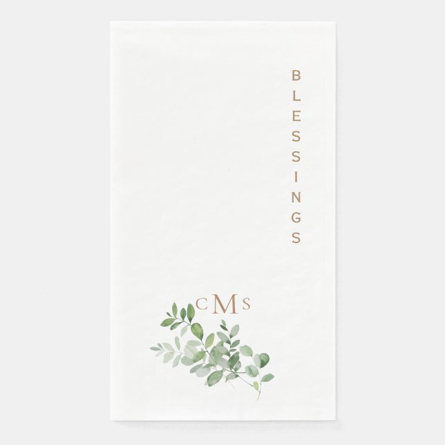 Serviette En Papier Bénédictions simples Monogramme Foliage (Devant)