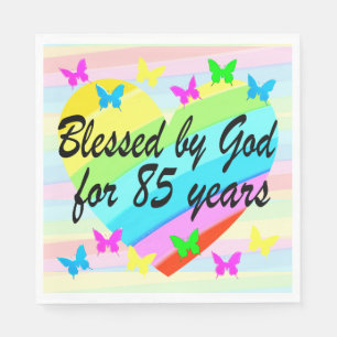 SERVIETTE EN PAPIER BÉNÉFICIÉ PAR DIEU 85E ANNIVERSAIRE NAPKINS