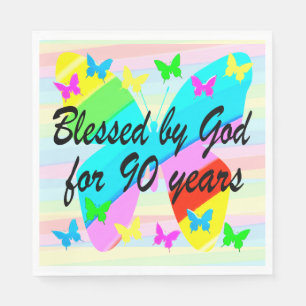 SERVIETTE EN PAPIER BÉNÉFICIÉ PAR DIEU 90E ANNIVERSAIRE NAPKINS