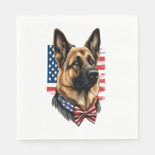 Serviette En Papier Berger allemand avec drapeau américain