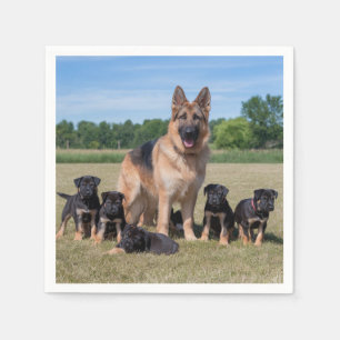 Serviette En Papier Berger Allemand Personnalisable avec des Chiots Ad