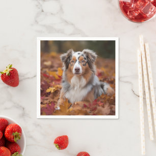 Serviette En Papier Berger australien en automne Leaves automne Inspir