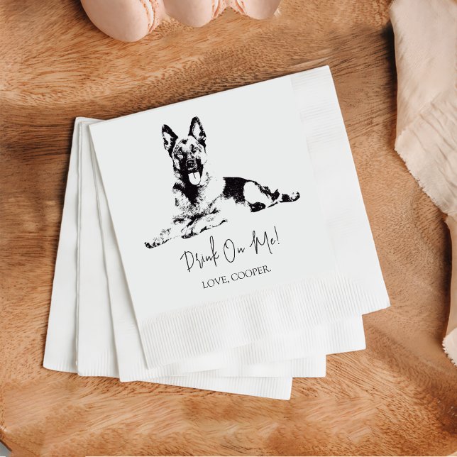Serviette En Papier Berger Boire Sur Moi Chien Personnalisé Cocktail N (Créateur téléchargé)