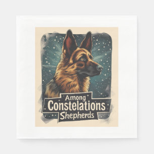 Serviette En Papier Bergers allemands au milieu des constellations