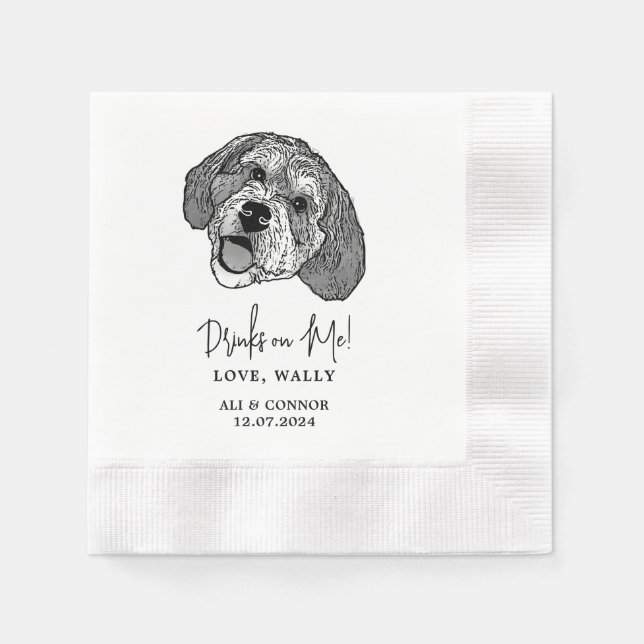 Serviette En Papier Bernedoodle Chien Boissons personnalisées sur moi  (Devant)