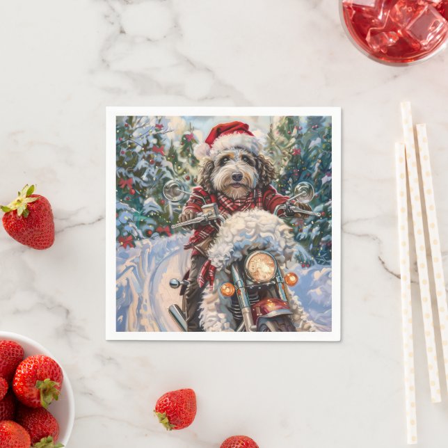 Serviette En Papier Bernedoodle Chien Noël (En situation)