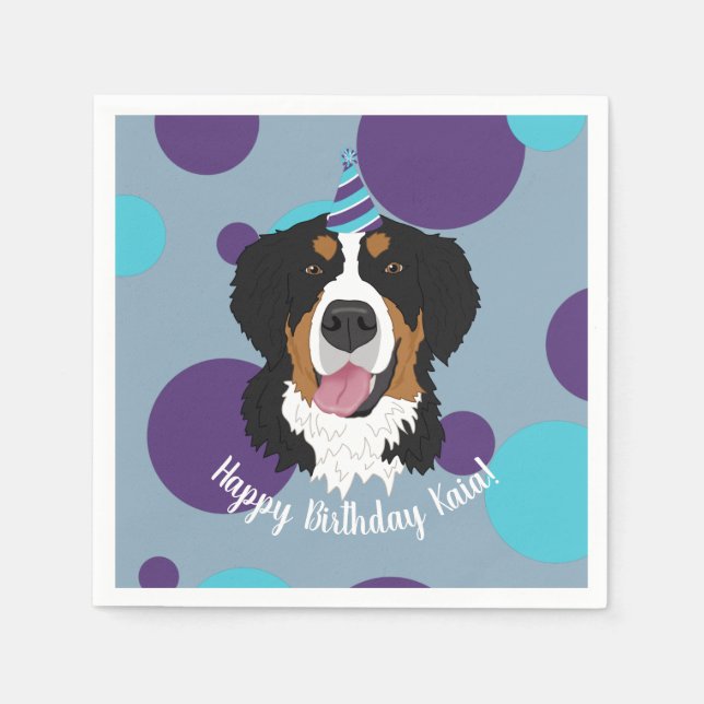 Serviette En Papier Bernese Mountain Dog Anniversaire (Devant)