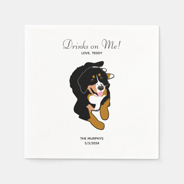 Serviette En Papier Bernese Mountain Dog Mariage Cocktail Napkins (Devant)