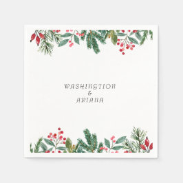 Serviette En Papier Berries d'hiver Pine Cône Mariage de verdure