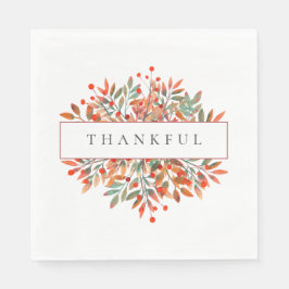 Serviette En Papier Berries rouges et feuilles automnales Personnalisa