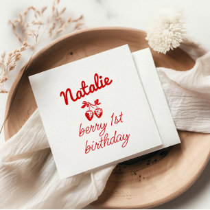 Serviette En Papier Berry 1st Hand Drawberries Retro Anniversaire