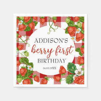 Serviette En Papier Berry aux fraises mignonnes Premier 1er anniversai