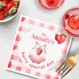 Serviette En Papier Berry Baby shower spécial En vichy Fraise Party