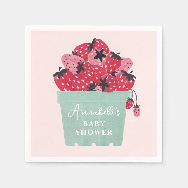 Serviette En Papier Berry Baby shower sucré Napkins fraise (Devant)