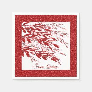 Serviette En Papier Berry de Noël Parties scintillant rouge