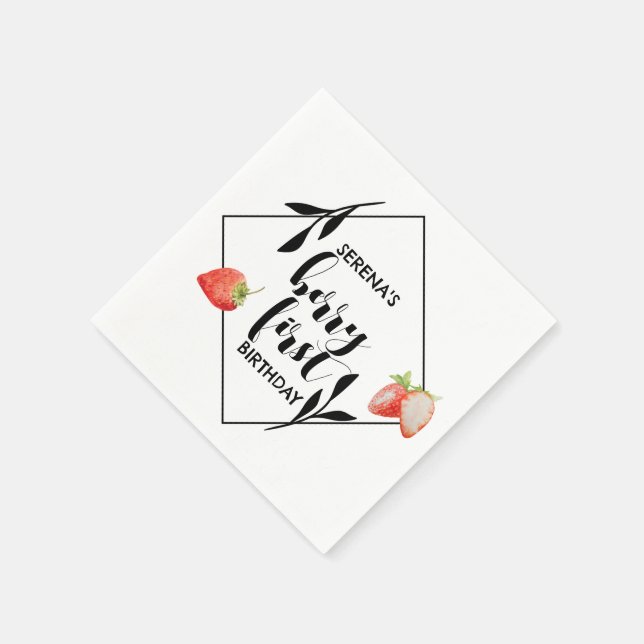 Serviette En Papier Berry First | 1er anniversaire | fraise | Moderne (Coin)