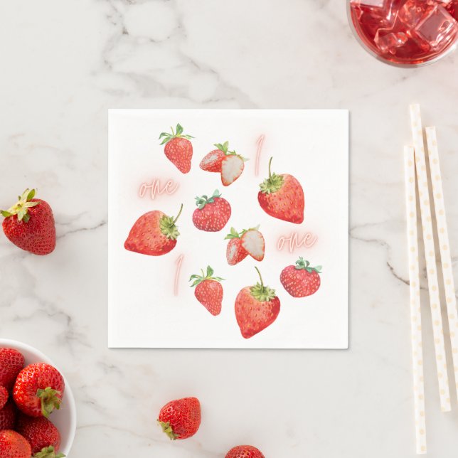 Serviette En Papier Berry First | 1er anniversaire | fraise | MOTIF (En situation)