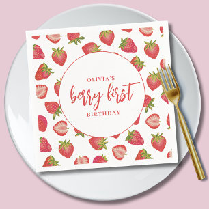 Serviette En Papier Berry First Birthday Girls fraise