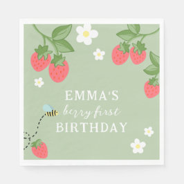 Serviette En Papier Berry First Girls Strawberry First Birthday Party
