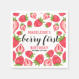 Serviette En Papier Berry First Strawberry 1er fête d'anniversaire Per