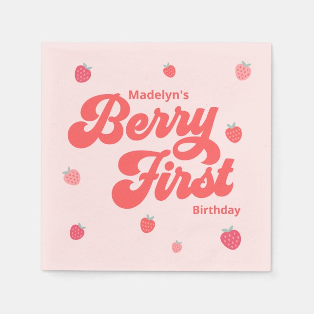 Serviette En Papier Berry fraise Premier anniversaire été (Devant)