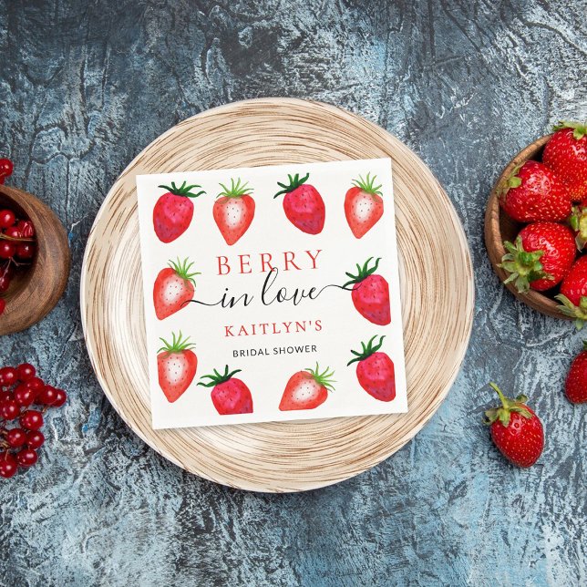 Serviette En Papier Berry In Love Fête des mariées fraise (Créateur téléchargé)