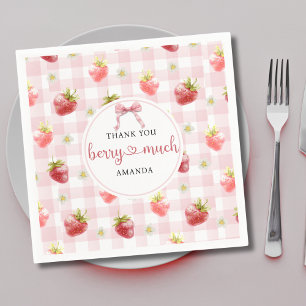 Serviette En Papier Berry Merci rose fraise beaucoup